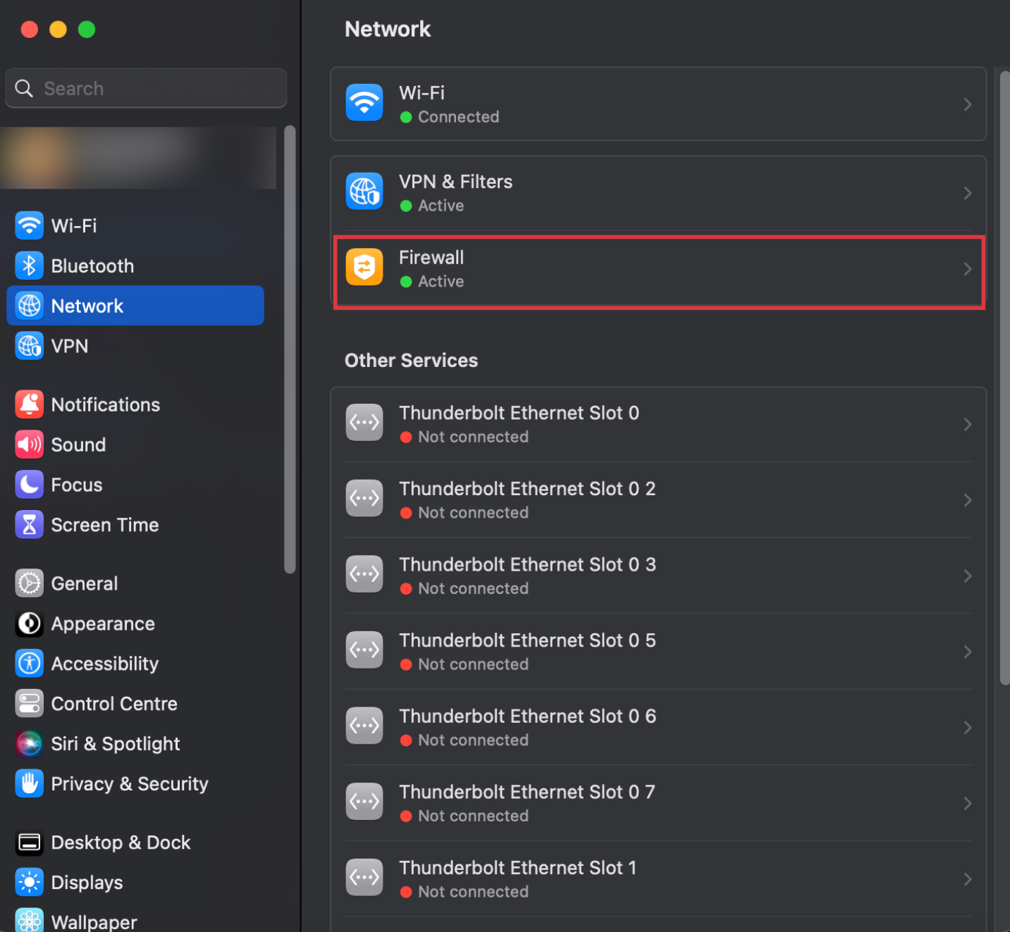 Screenshot: Firewall deaktivieren, um unter Mac Port 443 freizuschalten