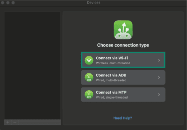 The MacDroid app main screen on a Mac. The